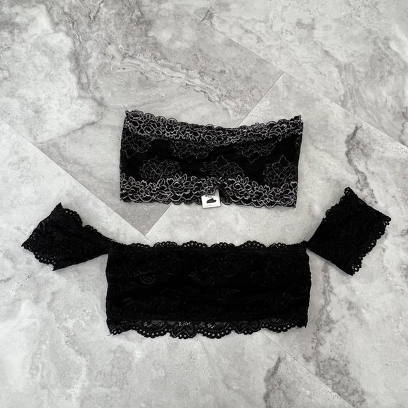 Lot Of 2‎ Francesca's Women's Black Size Small Lace Layer Bra Bralettes - Picture 1 of 4